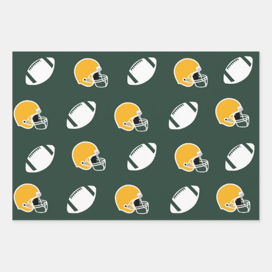 Dark Green and Gold Football Playbook Patterns Inpakpapier Vel (Voorkant 3)