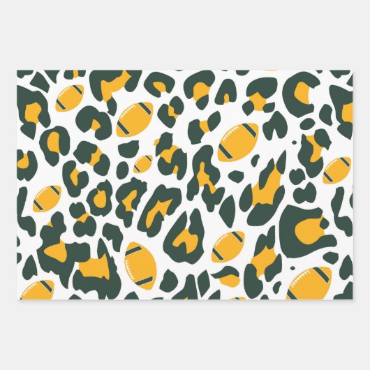 Dark Green and Gold Football Playbook Patterns Inpakpapier Vel (Voorkant 2)