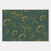 Dark Green and Gold Football Playbook Patterns Inpakpapier Vel (Voorkant)