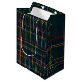 Dark Green and Red Christmas Plaid Gift Bag  Medium Cadeauzakje (Voorkant Gekanteld)