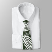 Dark Green and White Fern Design Stropdas (Gebonden)