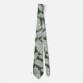 Dark Green and White Fern Design Stropdas (Voorkant)