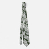 Dark Green and White Fern Design Stropdas (Achterkant)