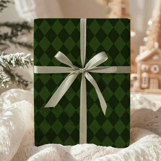 Dark Green Argyle Wrapping Paper Cadeaupapier