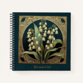 Dark Green Art Nouveau Convallaria majalis Notitieboek (Voorkant)