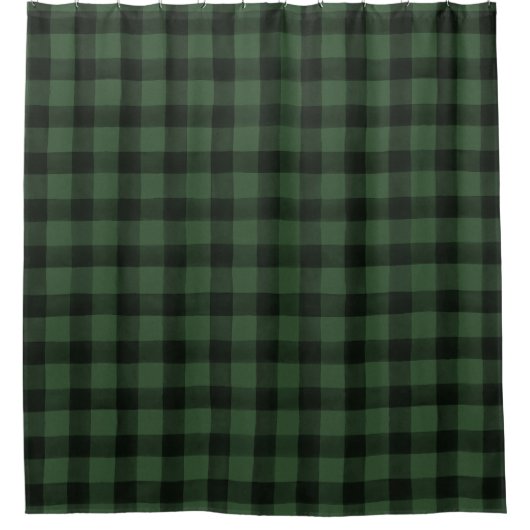 Dark Green Autumn Buffalo Check Douchegordijn (Voorkant)