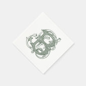 Dark Green "B" Monogram Cocktail Napkins Servet (Hoek)