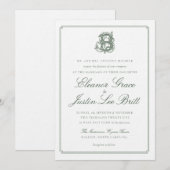 Dark Green "B" Monogram Wedding Invitation Kaart (Voorkant / Achterkant)