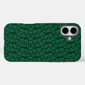 Dark Green Background with Teal Botanical Leaves Case-Mate iPhone Case (Achterkant (horizontaal))