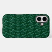 Dark Green Background with Teal Botanical Leaves Case-Mate iPhone Case (Achterkant (horizontaal))