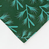 Dark Green Background with Teal Botanical Leaves Fleece Deken (Hoek)
