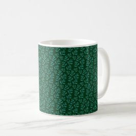  Dark Green Background with Teal Botanical Leaves Koffiemok