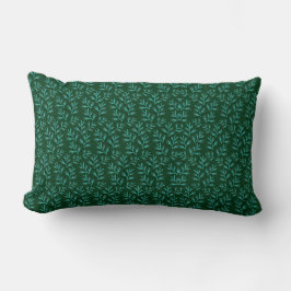  Dark Green Background with Teal Botanical Leaves Kussen