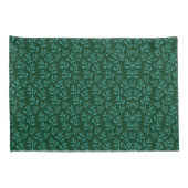 Dark Green Background with Teal Botanical Leaves Kussensloop (Achterkant-Rechts)