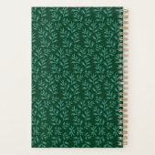 Dark Green Background with Teal Botanical Leaves Planner (Achterkant)