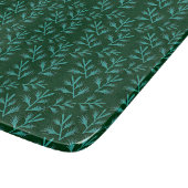 Dark Green Background with Teal Botanical Leaves Snijplank (Hoek)