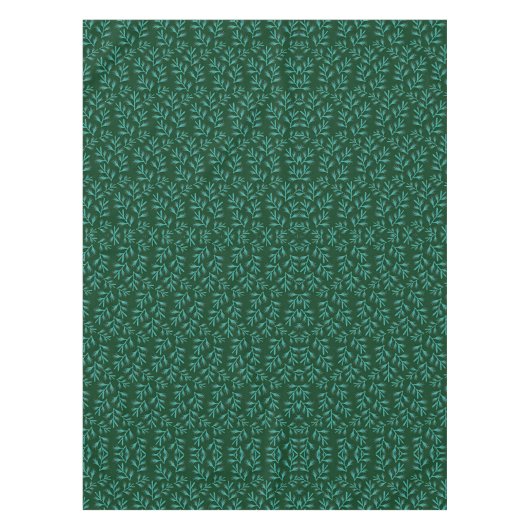 Dark Green Background with Teal Botanical Leaves Tafelkleed (Voorkant)