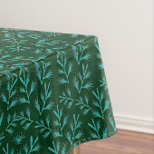 Dark Green Background with Teal Botanical Leaves Tafelkleed (Voorbeeld)