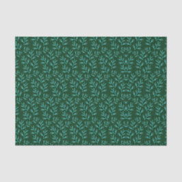  Dark Green Background with Teal Botanical Leaves Tissuepapier