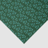 Dark Green Background with Teal Botanical Leaves Tissuepapier (Detail)