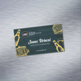 Dark Green Brewery Theme personaliseren Magnetisch Visitekaartje