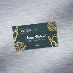 Dark Green Brewery Theme personaliseren Magnetisch Visitekaartje
