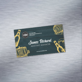 Dark Green Brewery Theme personaliseren Magnetisch Visitekaartje