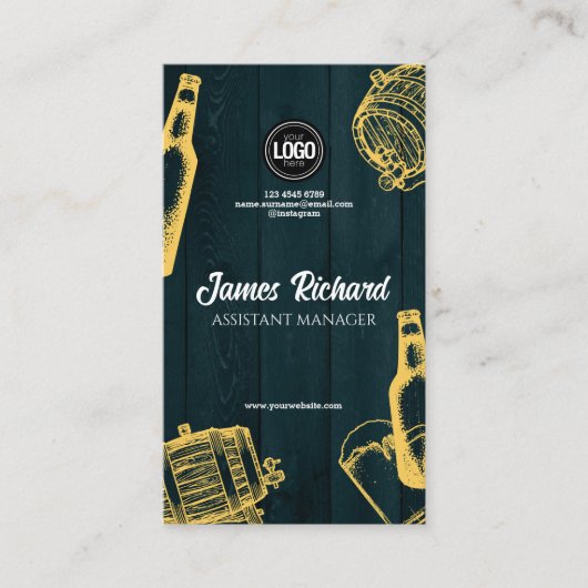 Dark Green Brewery Theme personaliseren Visitekaartje (Voorkant)