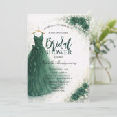 Dark Green Bridesmaid Dress Bridal Shower Kaart (Staand voorkant)