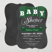 Dark Green Chalkboard Flag Baby shower Invite Kaart (Voorkant / Achterkant)
