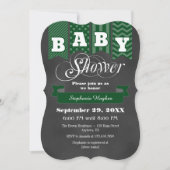 Dark Green Chalkboard Flag Baby shower Invite Kaart (Voorkant)