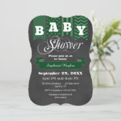 Dark Green Chalkboard Flag Baby shower Invite Kaart (Staand voorkant)