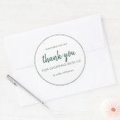 Dark Green Chic Script Thank You For Shopping Ronde Sticker (Envelop)