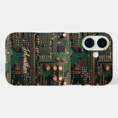 Dark Green Circuit Board Pattern Custom Case-Mate iPhone Case (Achterkant (horizontaal))