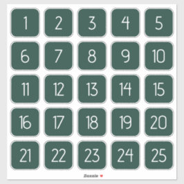 Dark Green Customizable Square Number Stickers