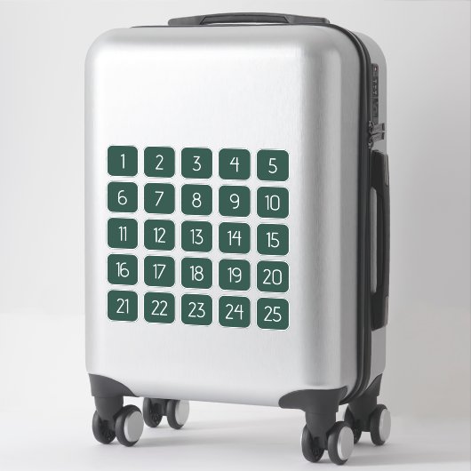 Dark Green Customizable Square Number Stickers  (Koffer)