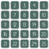Dark Green Customizable Square Number Stickers (Voorkant)