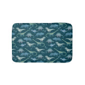 Dark Green Cute Dinosaur Pattern Badmat (Voorkant)