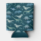 Dark Green Cute Dinosaur Pattern Blikjeskoeler (Voorkant)