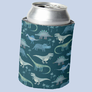 Dark Green Cute Dinosaur Pattern Blikjeskoeler