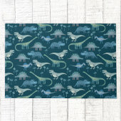 Dark Green Cute Dinosaur Pattern Deurmat