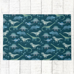 Dark Green Cute Dinosaur Pattern Deurmat