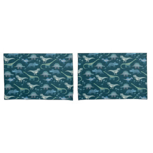 Dark Green Cute Dinosaur Pattern Kussensloop