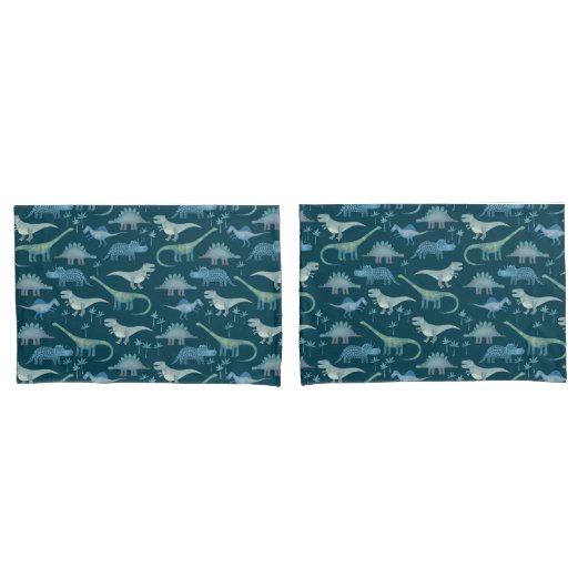 Dark Green Cute Dinosaur Pattern Kussensloop (Voorkant-Set)