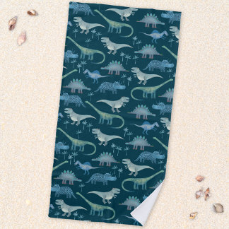 Dark Green Cute Dinosaur Pattern Strandlaken