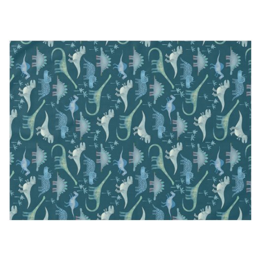 Dark Green Cute Dinosaur Pattern Tafelkleed (Voorkant (Horizontaal))