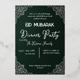 Dark Green elegant EID MUBARAK Invitation Folie Feestdagenkaart