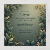 dark green elegant nature wedding all in one  kaart (Voorkant)