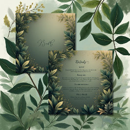 dark green elegant nature wedding informatiekaartje