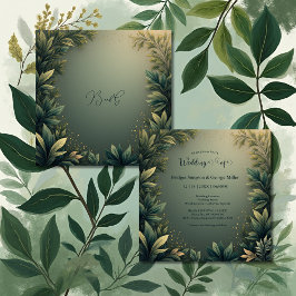 dark green elegant nature wedding kaart